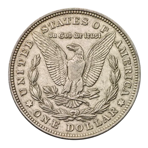 Reverse of an old Morgan silver dollar