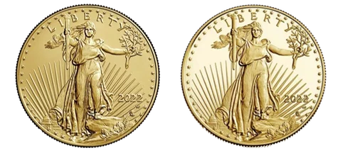Comparing the obverse of gold eagles from uncirculated to proof
