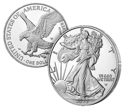 American silver eagle obverse and reverse behind it