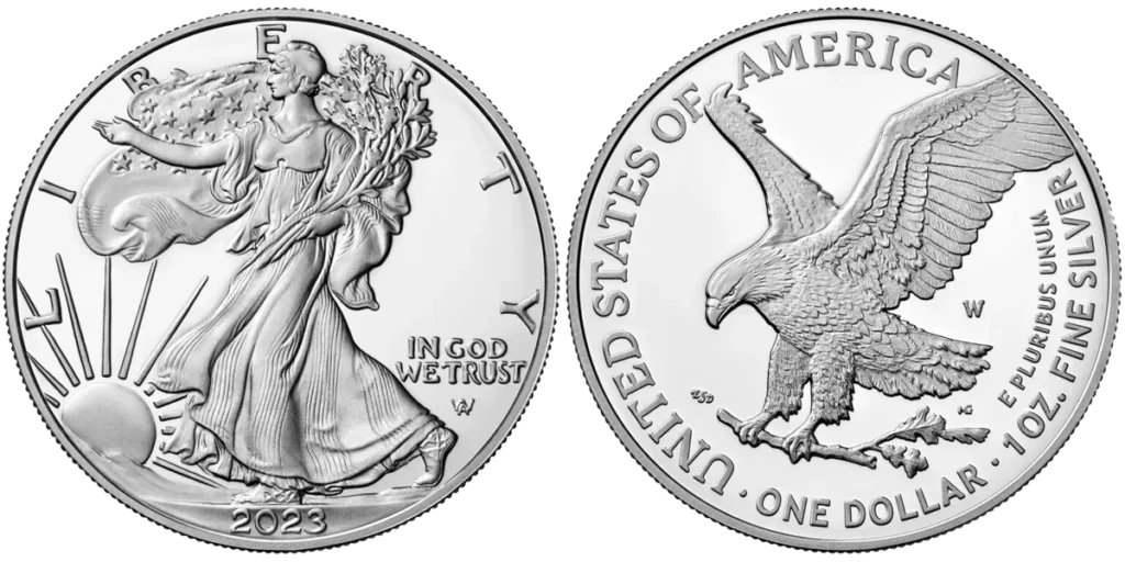 Obverse and reverse of the silver eagles