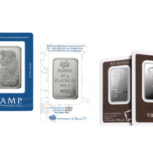 50 gram Platinum Bar - Brand Varies (Carded)