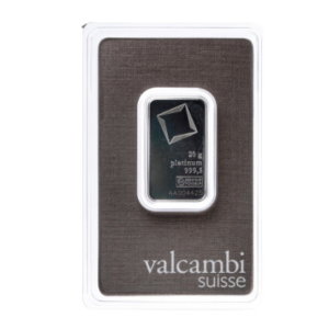 20 gram Platinum Bar - Valcambi (Carded)