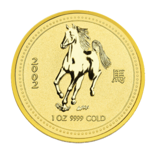 2002 1 oz Australia Gold Lunar Horse BU - Series I