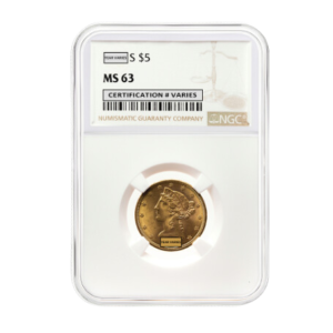 $5 Gold Liberty Half Eagle - NGC MS63