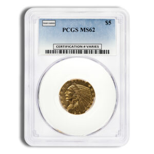$5 Gold Indian Half Eagle PCGS MS62 – Recessed Design Coin