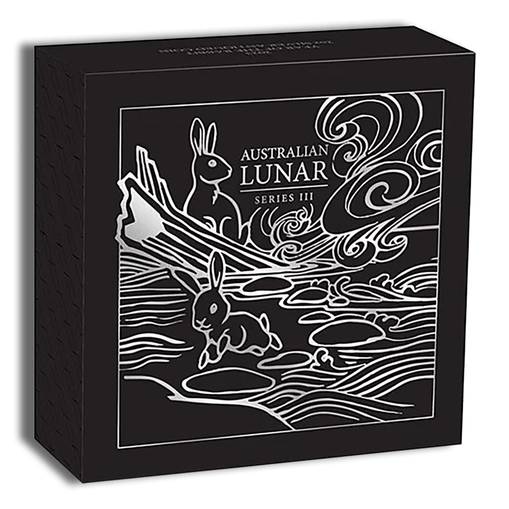 2023 2 oz Australia Silver Lunar Rabbit BU - Series III - Antiqued - Image 4