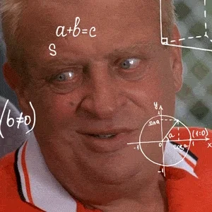 Image of Rodney Dangerfield with complex math equations moving around, but dollar cost averaging is super simple. 
