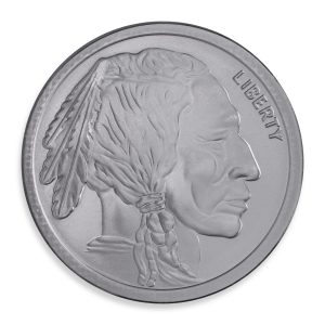 2 oz Silver Round – Buffalo Design – .999 fine silver with Native American and buffalo imagery