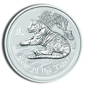 2010 1 oz Australia Silver Lunar Tiger Coin – BU, Lunar Series II