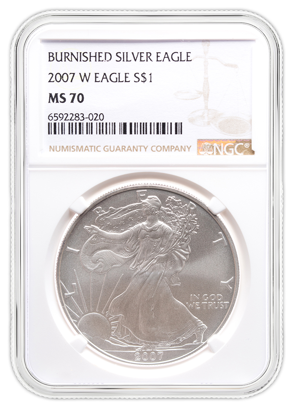 2007-W Burnished Silver Eagle NGC MS70